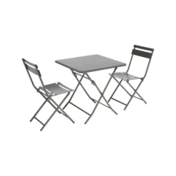 Chaise de jardin pliante Clivia coloris gris anthracite en acier - 50,5 x 42 x 84 cm