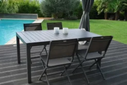 Chaise pliante en aluminium, anthracite chiné, CREADOR CENSO