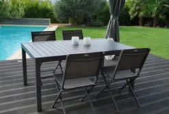 Chaise pliante gris clair chiné, aluminium, CREADOR Censo