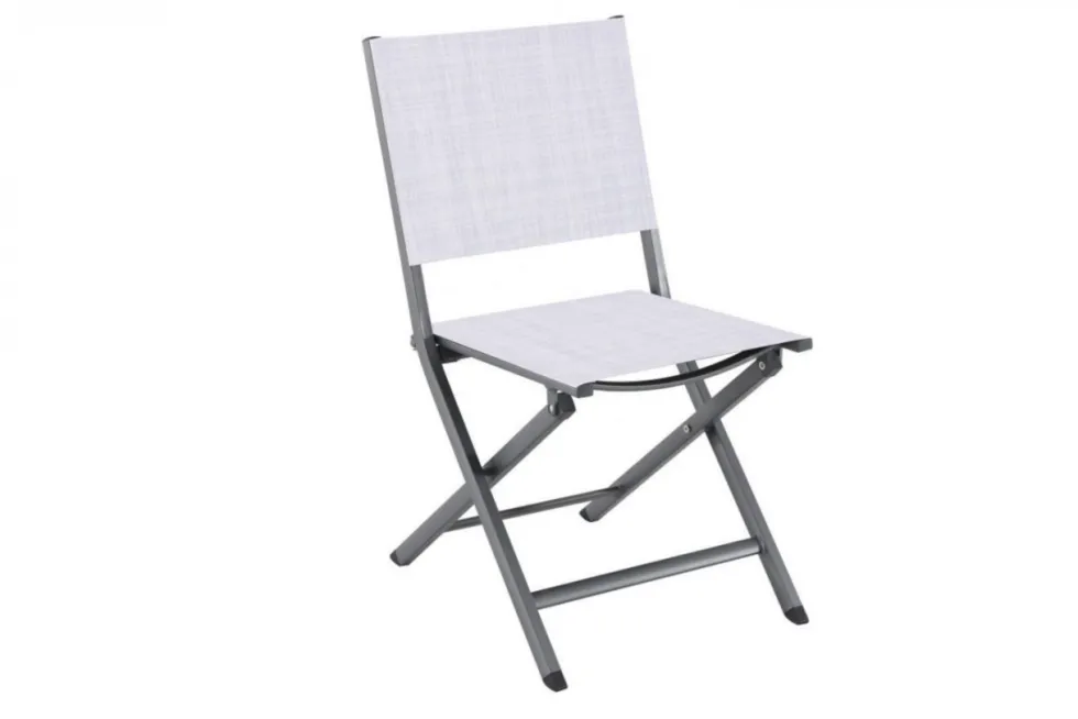Chaise pliante gris clair chiné, aluminium, CREADOR Censo