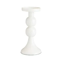 Chandelier à 2 ronds en métal blanc - Ø 8 x H 19 cm