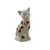 Chat debout en céramique blanche avec motifs fleurs rouges Louise - 13 x 10 x 7 cm