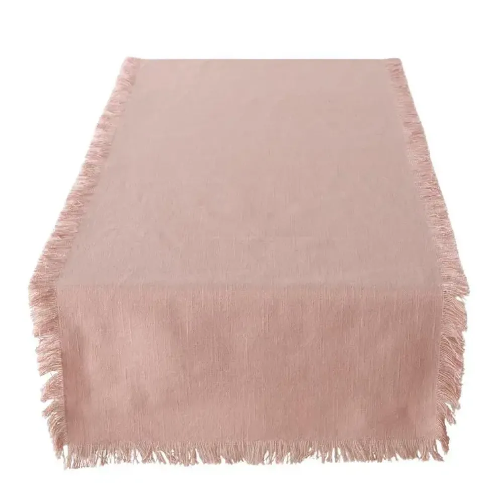Chemin de table en coton rose Lenea - 140 x 40 cm