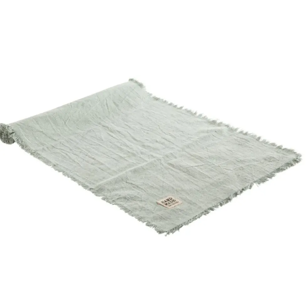 Chemin de table Lenea coloris vert en coton - 140 x 40 cm