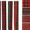 Chemin de table rouge et vert en polyester Tartan - 200 x 35 cm
