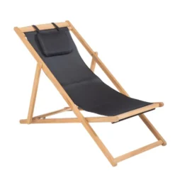 Chilienne noire et teck Flore - 60 x 105 x 88 cm
