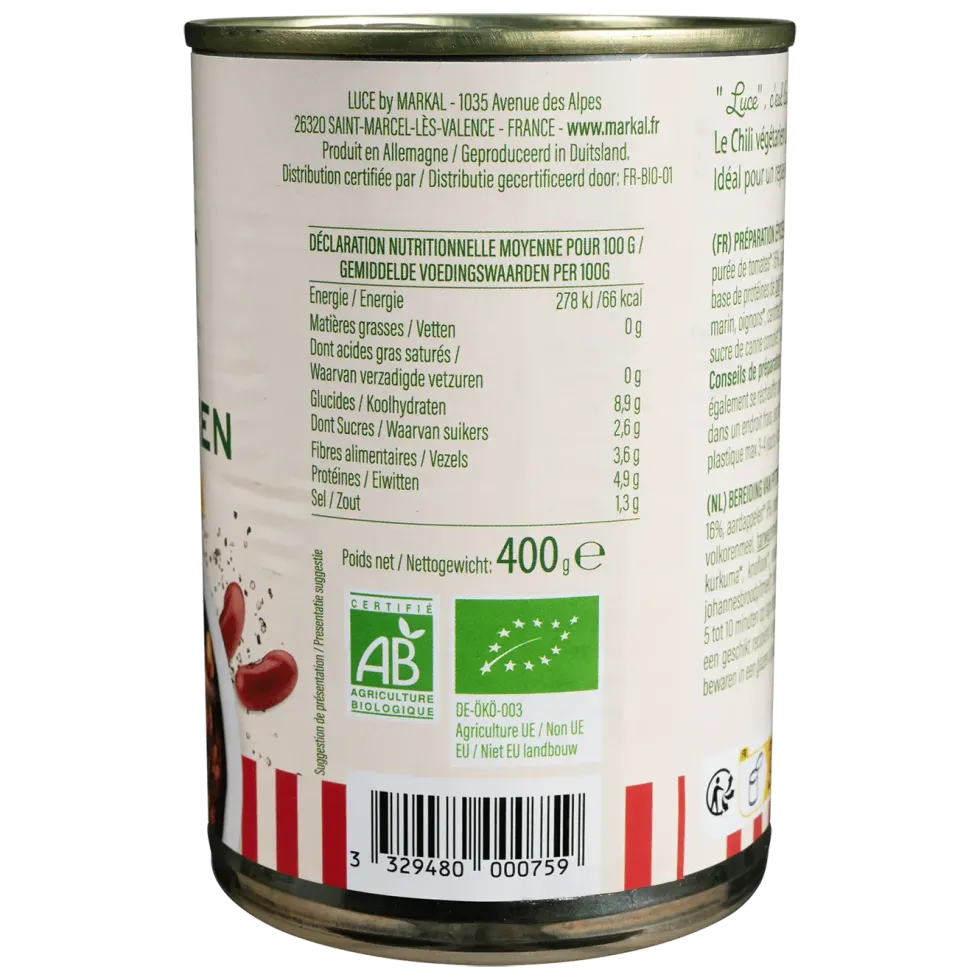 Chili sin carne végétarien bio Luce - 400 g