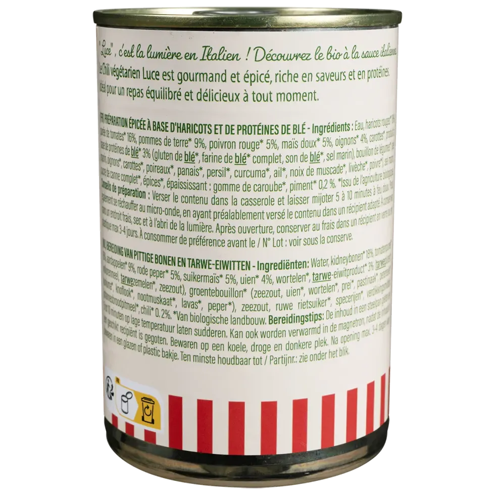 Chili sin carne végétarien bio Luce - 400 g