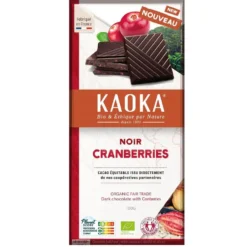 Chocolat noir 58% cranberries bio Kaoka - 100 g