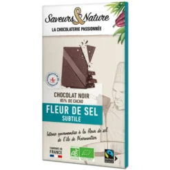 Chocolat noir 85% Fleur de sel bio Saveurs et Nature - 80 g