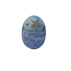 Chouette bleue en onyx - H 7 cm