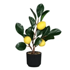 Citronnier artificiel à fruits jaunes en pot - 30 cm