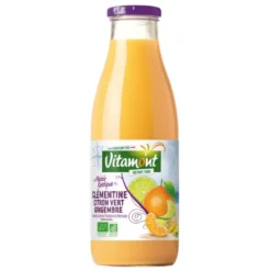 Cocktail de jus de clémentine, citron vert gingembre en bouteille Vitamont - 75 cl