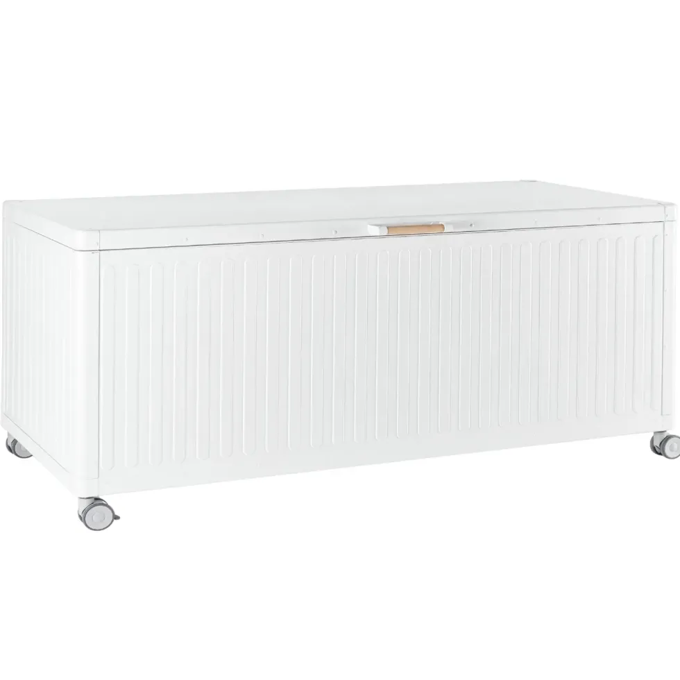 Coffre de rangement blanc en aluminium et acier Bizzotto Ocean grand modèle - 182 x 89 x 70 cm