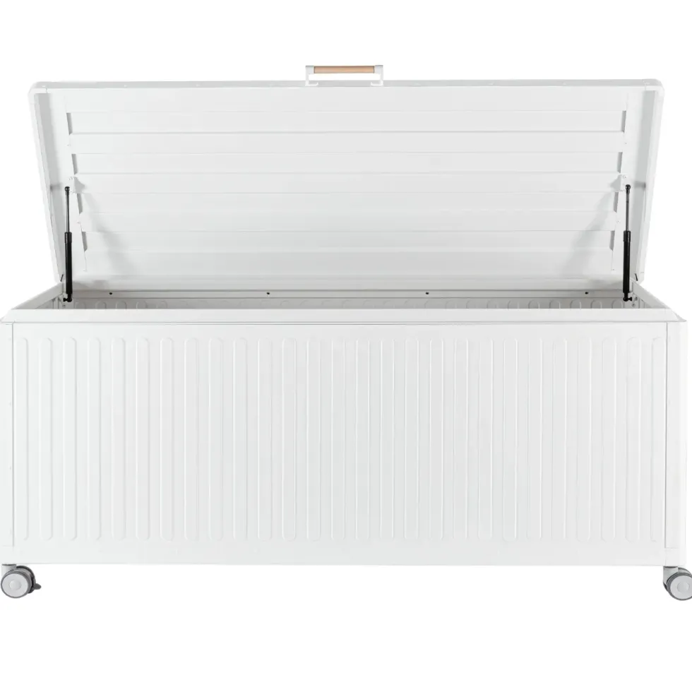 Coffre de rangement blanc en aluminium et acier Bizzotto Ocean grand modèle - 182 x 89 x 70 cm