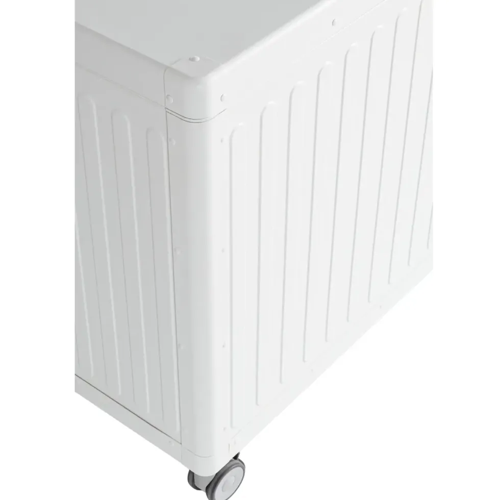 Coffre de rangement blanc en aluminium et acier Bizzotto Ocean grand modèle - 182 x 89 x 70 cm