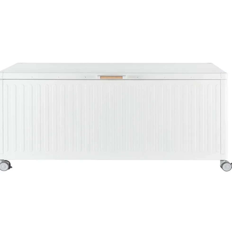 Coffre de rangement blanc en aluminium et acier Bizzotto Ocean grand modèle - 182 x 89 x 70 cm