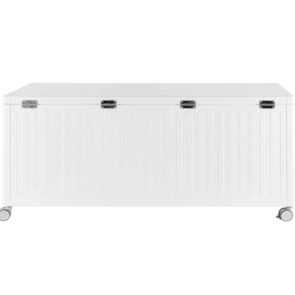 Coffre de rangement blanc en aluminium et acier Bizzotto Ocean grand modèle - 182 x 89 x 70 cm