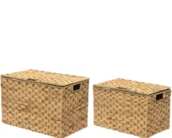 Coffre de rangement en osier naturel grand modèle - 35 x 57 x 38 cm
