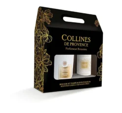 Coffret bougie et parfum intérieur senteur coton Collines de Provence - 180 g + 100 ml