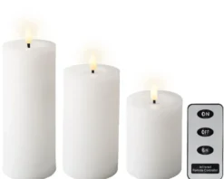 Coffret de 3 bougies blanches à LED fixe - les 3 pièces