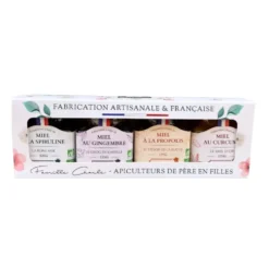 Coffret de 4 miels propolis, gingembre, gelée royale et curcuma Abeilles de Malescot - 4 x 125 g