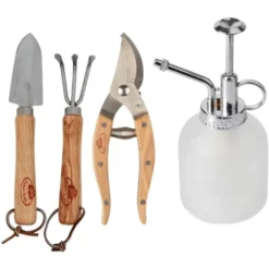 Coffret d’entretien pour plantes d’intérieur avec sécateur, pelle, râteau et pulvérisateur - les 4 pièces