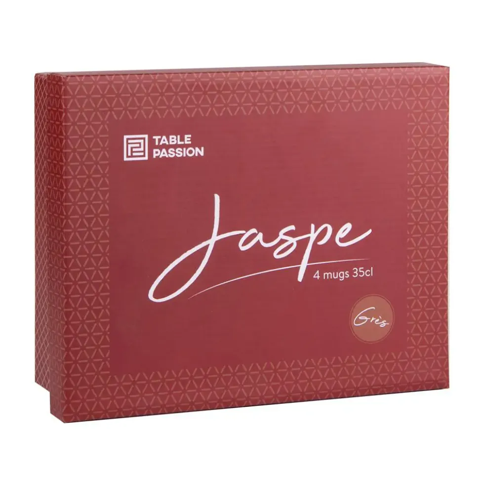 Coffret 4 mugs en grès rouge Jaspe - 35 cl