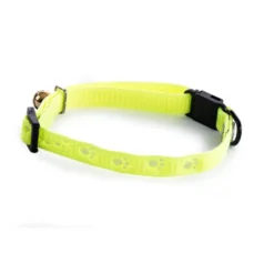 Collier Argent pour chat jaune motif pattes