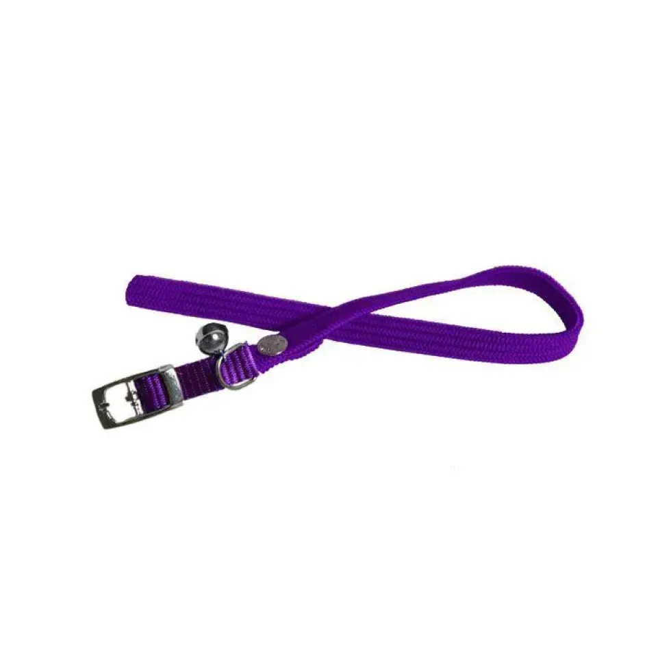 Collier chat violet en nylon tubulaire avec grelot 10 mm Martin Sellier - 30 cm