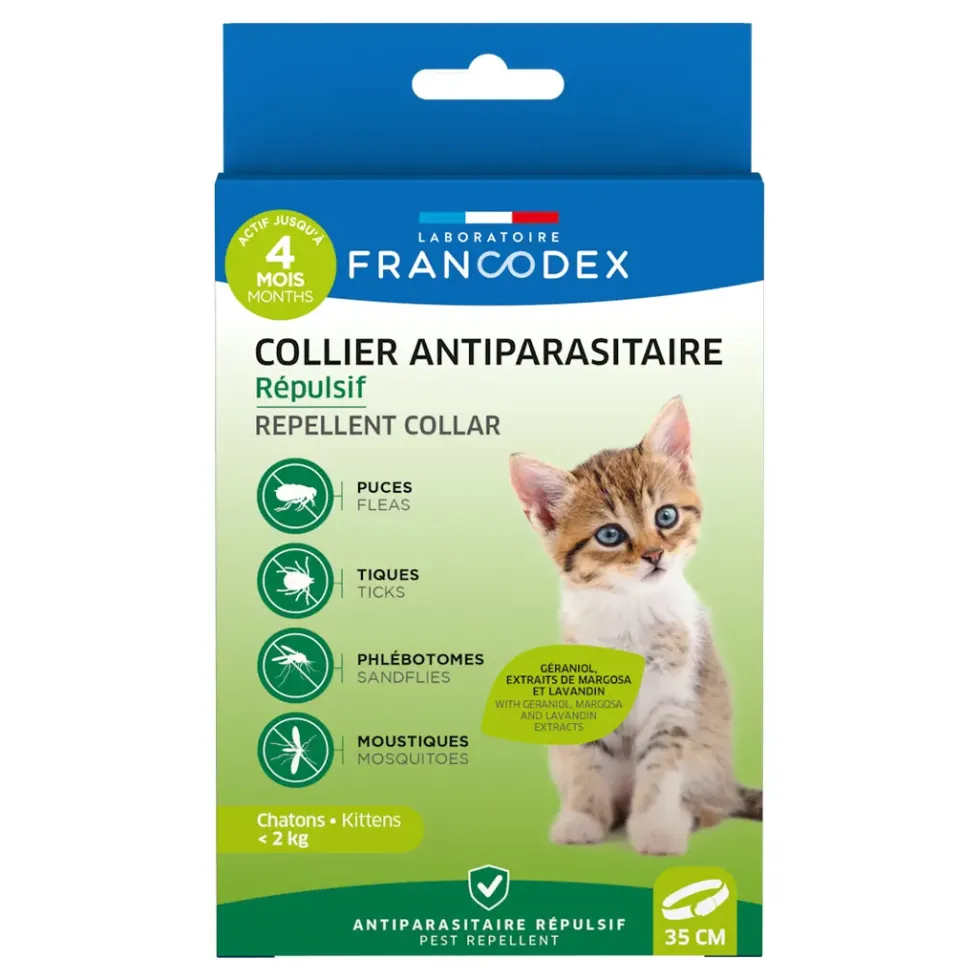 Collier insectifuge pour chaton coloris blanc Francodex - Ø 35 cm