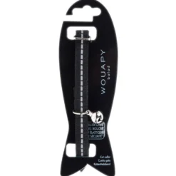 Collier pour chat noir avec galon réfléchissant Wouapy