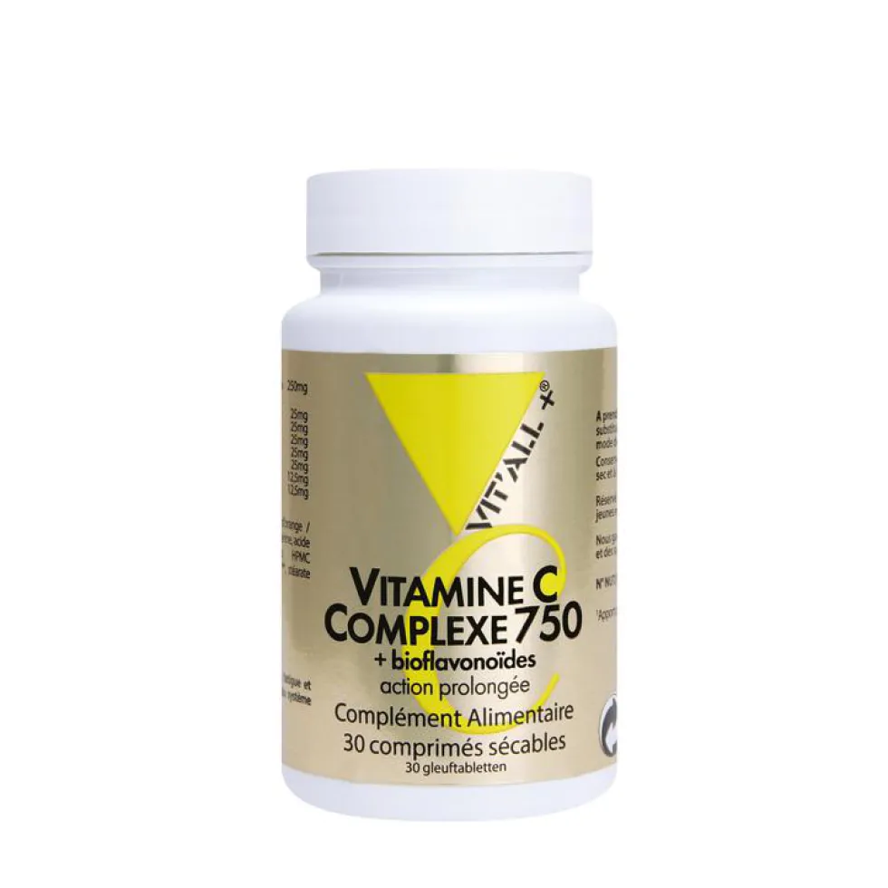 Complexe 750 de vitamine C et bioflavonoïdes en boite de 30 comprimés