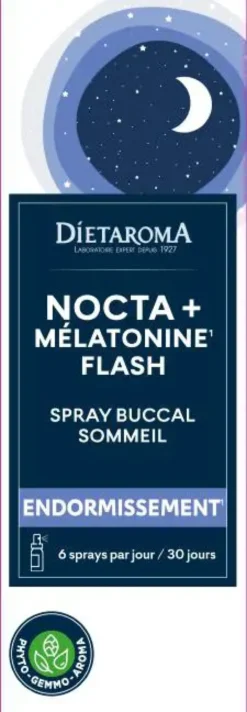 Complément alimentaire spray bucal sommeil nocta + melatonine flash Dietaroma - 30 ml