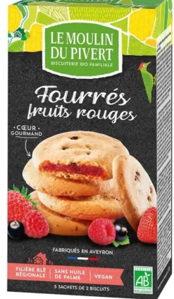 Cookies fourrés aux fruits rouges bio - 175 gr