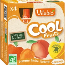 Cool Fruits Bio Pomme-Peche-Abricot 4 X 90 G VITABIO