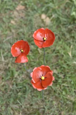 Coquelicot décoratif petit modèle coloris rouge en métal recyclé - 50 cm