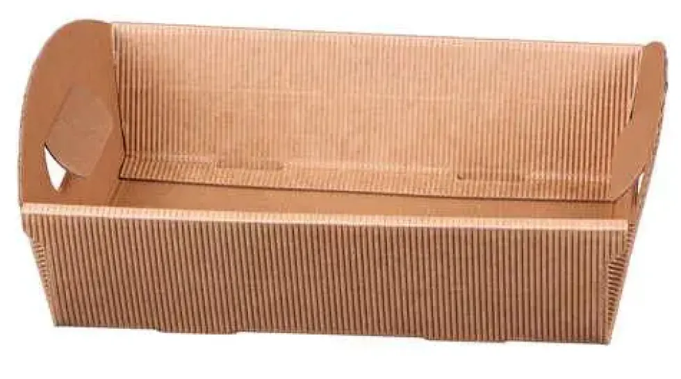 Corbeille en carton kraft à cannelures Rome - 23 x 18 x 6 cm