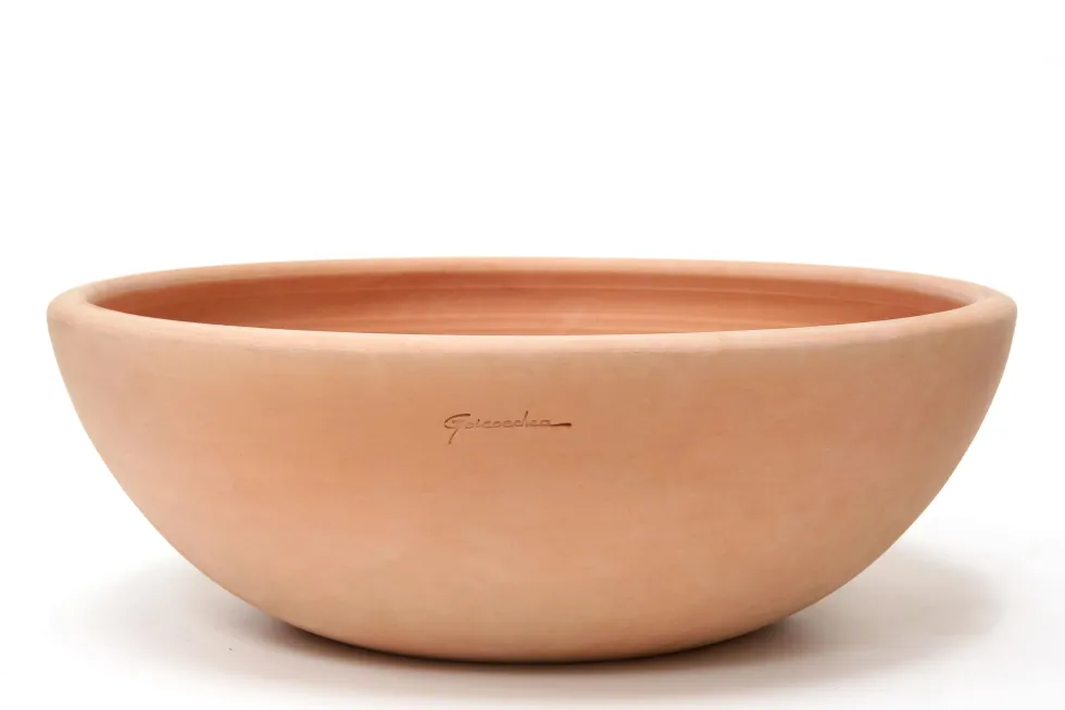 Coupe basse coloris rose en terre cuite - Ø 50 x 18 cm