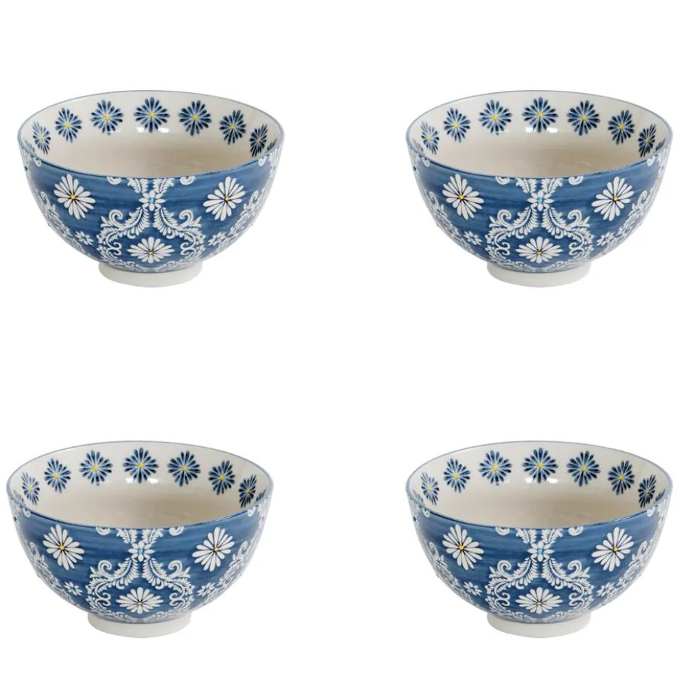 Coupelles en grès bleu peintes à la main Coffret Almada - 4 x Ø 11 cm