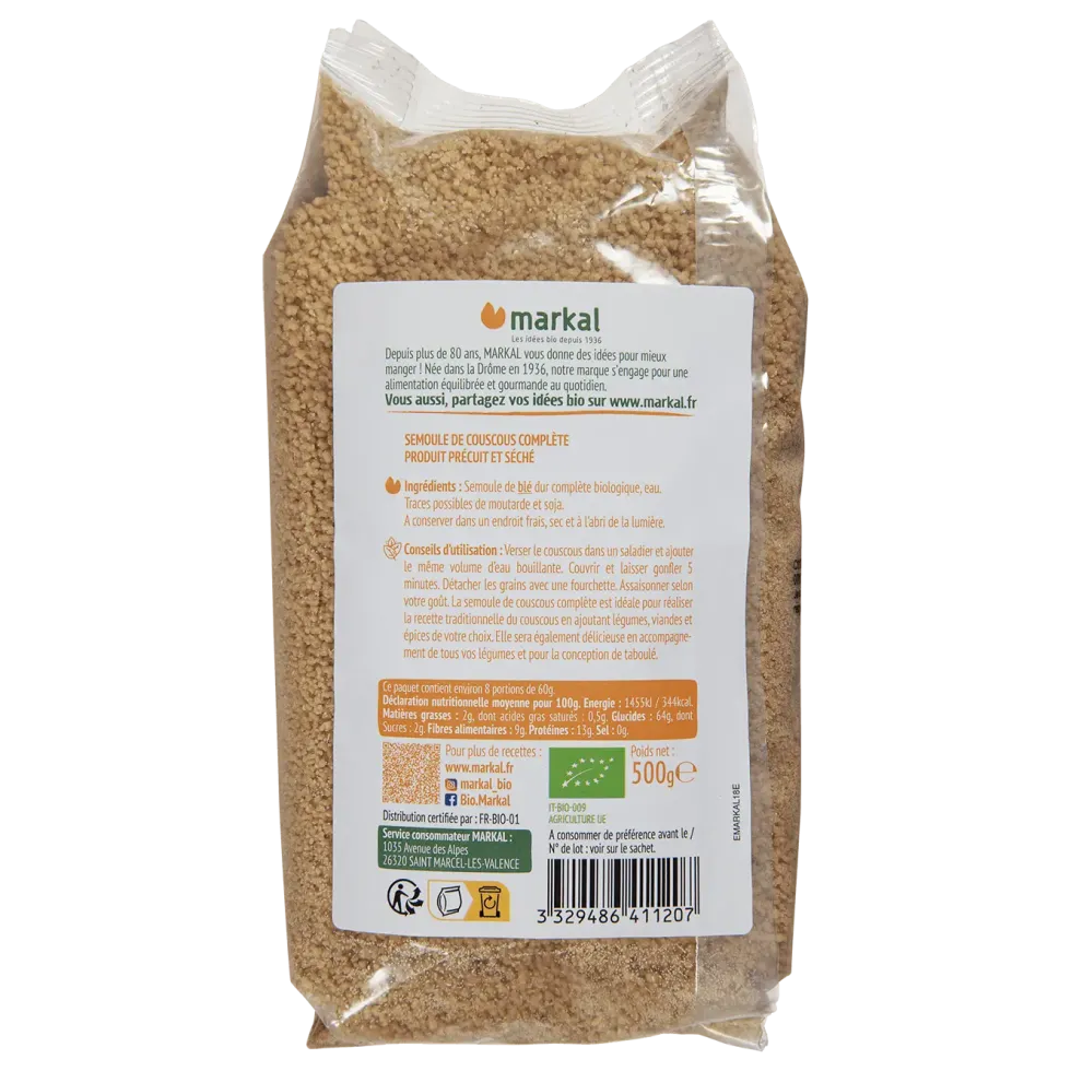 Couscous complet bio Markal sachet - 500 g