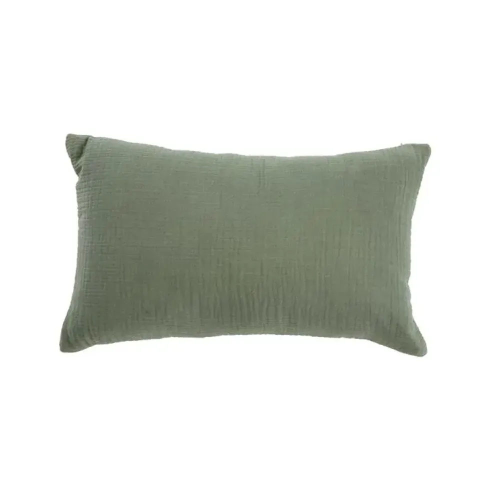 Coussin en gaze de coton vert - 50 x 30 cm