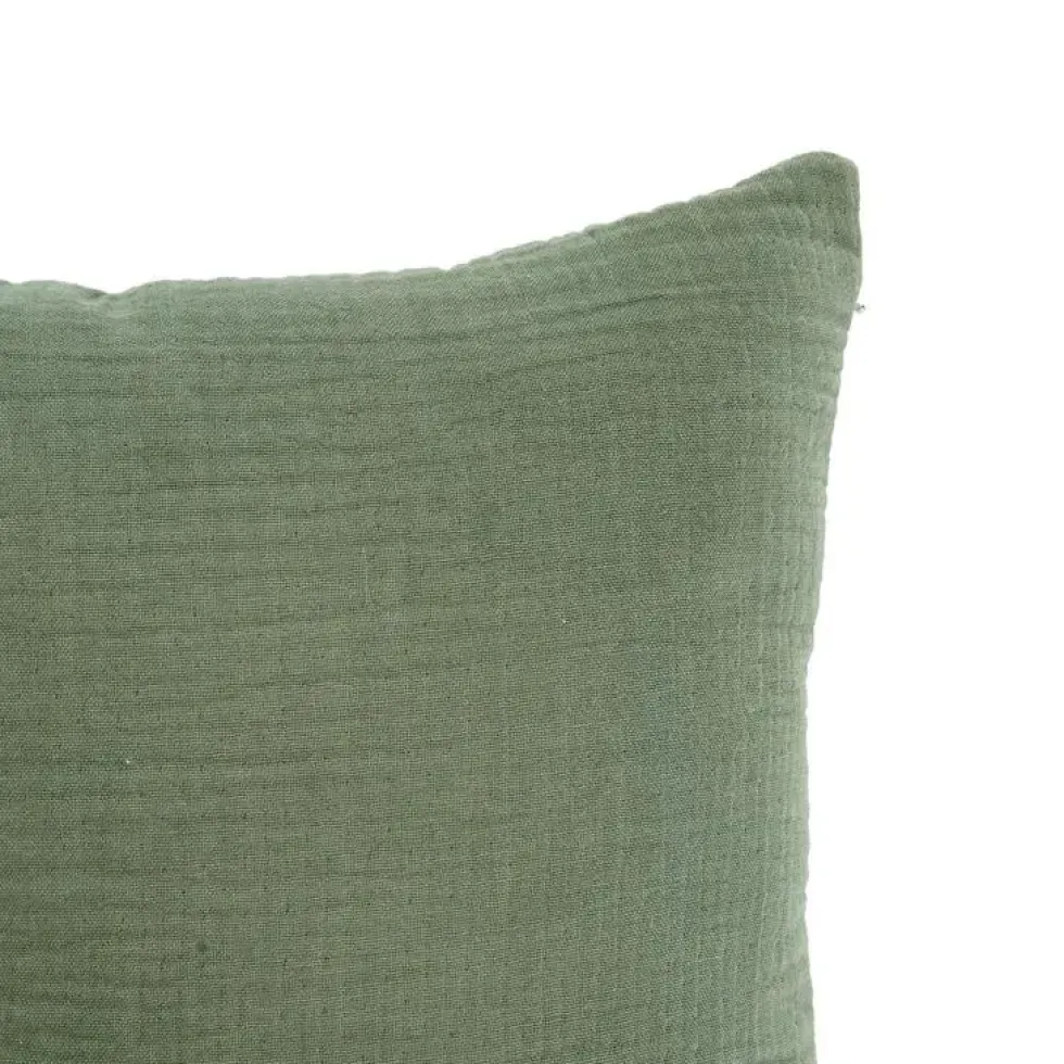 Coussin en gaze de coton vert - 50 x 30 cm