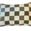 Coussin vert kaki en PE/coton Échiquier - 35 x 50 cm