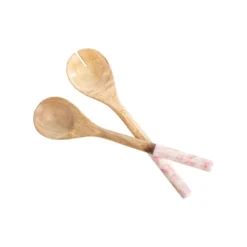 Couverts en bois de manguier décor cerisier rose x2 - 30 x 7,5 x 2 cm
