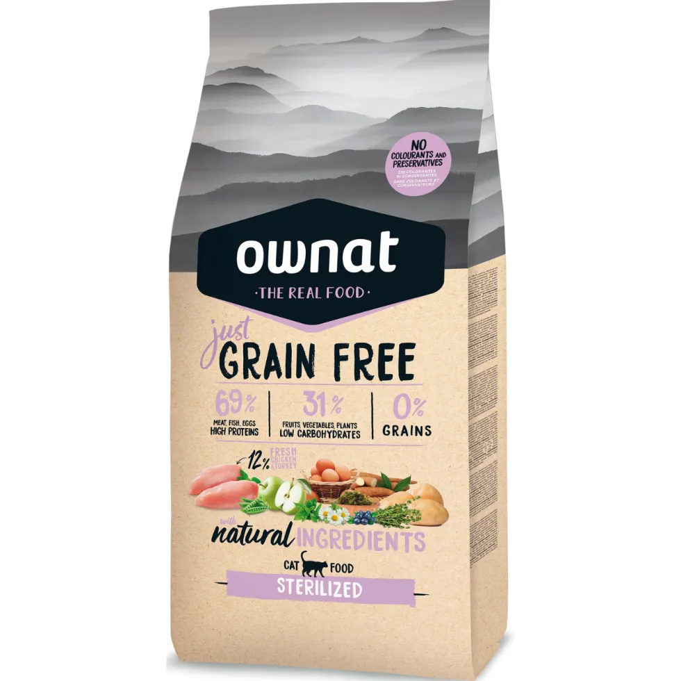 Croquette pour chat adulte stérilisé Grain Free Jus Ownat - 8 kg