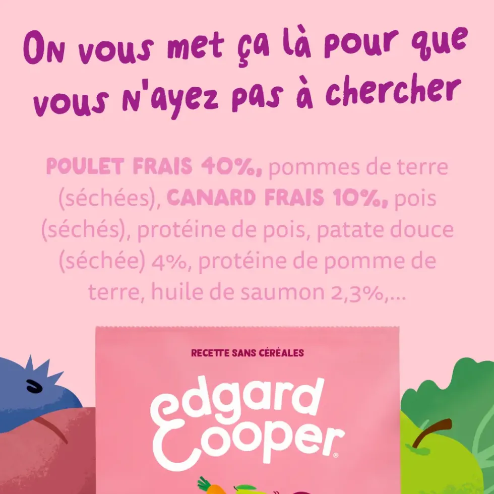 Croquettes pour chiot au canard et au poulet sans céréales Edgard & Cooper - 7 kg
