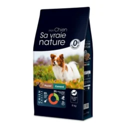 Croquettes sans céréales pour chien adulte de petite race canard poulet Sa Vraie Nature - 8 kg