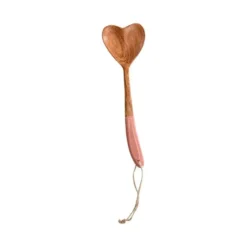Cuillère à glace en bois forme cœur rose x 2 - 17 cm