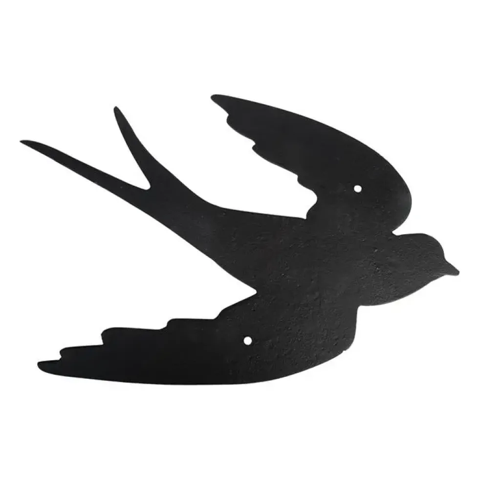 Décoration murale hirondelle noire en fonte 38x30 cm
